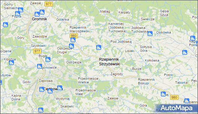 mapa Rzepiennik Strzyżewski, Rzepiennik Strzyżewski na mapie Targeo