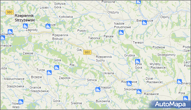 mapa Rzepiennik Suchy, Rzepiennik Suchy na mapie Targeo