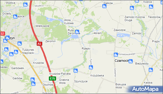 mapa Rzepki gmina Czarnocin, Rzepki gmina Czarnocin na mapie Targeo
