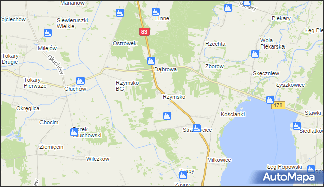 mapa Rzymsko, Rzymsko na mapie Targeo