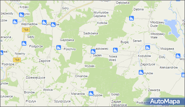mapa Sadek gmina Pińczów, Sadek gmina Pińczów na mapie Targeo
