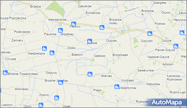 mapa Sadowo gmina Iłów, Sadowo gmina Iłów na mapie Targeo
