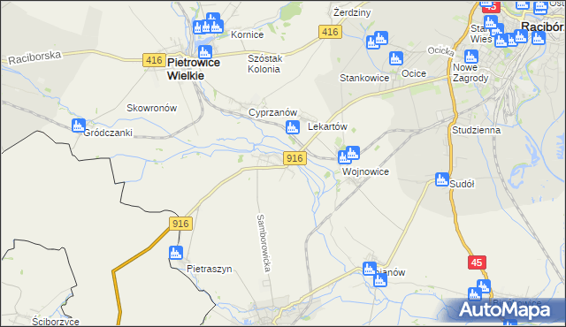 mapa Samborowice gmina Pietrowice Wielkie, Samborowice gmina Pietrowice Wielkie na mapie Targeo