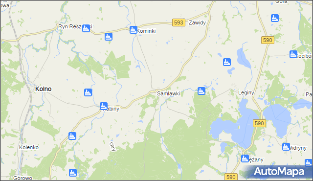 mapa Samławki, Samławki na mapie Targeo