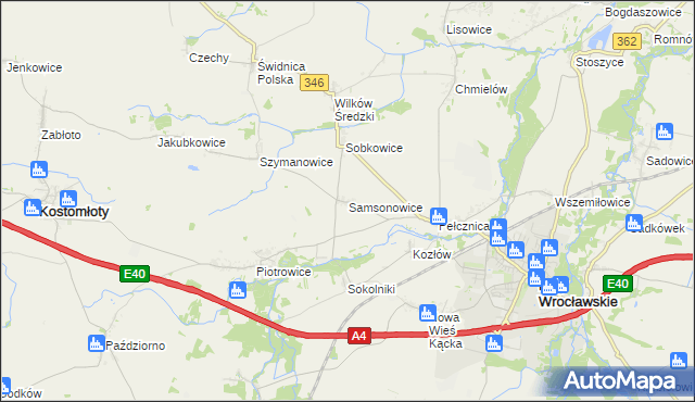 mapa Samsonowice, Samsonowice na mapie Targeo