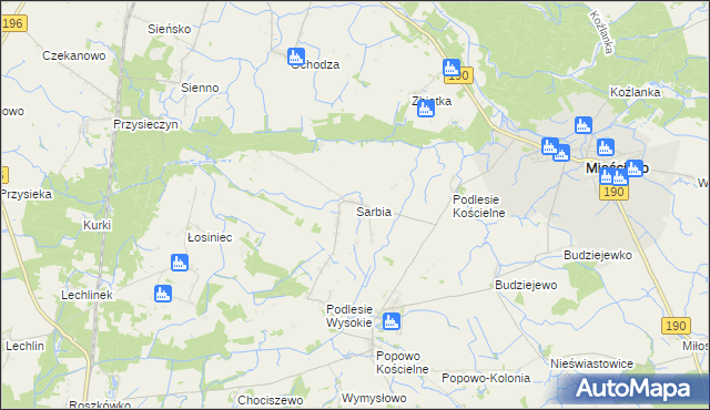 mapa Sarbia gmina Mieścisko, Sarbia gmina Mieścisko na mapie Targeo