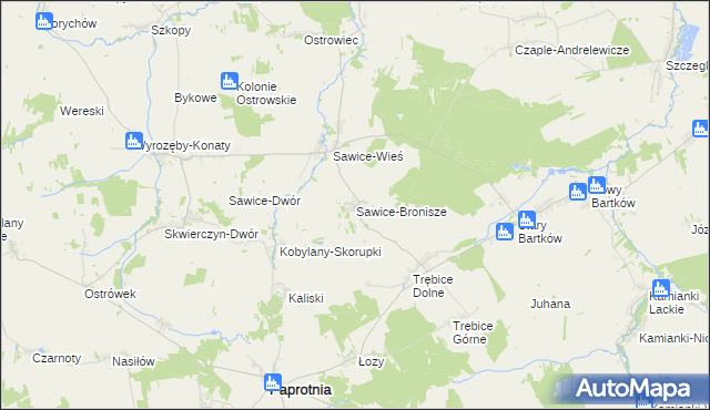 mapa Sawice-Bronisze, Sawice-Bronisze na mapie Targeo