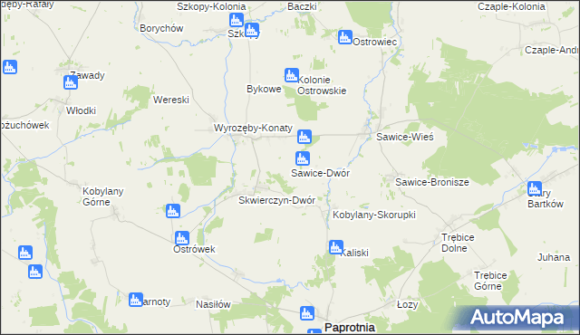 mapa Sawice-Dwór, Sawice-Dwór na mapie Targeo