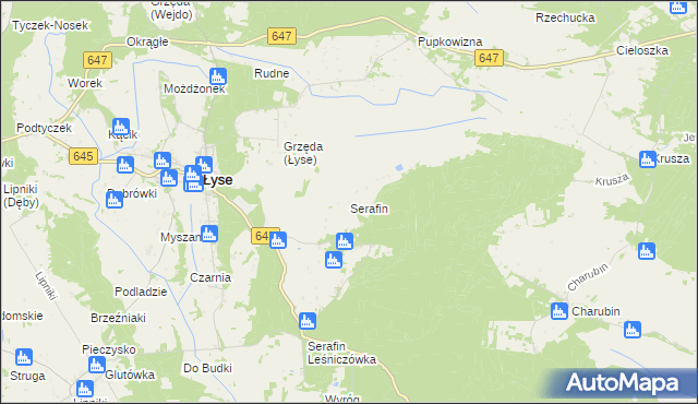 mapa Serafin gmina Łyse, Serafin gmina Łyse na mapie Targeo