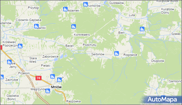 mapa Serbinów, Serbinów na mapie Targeo