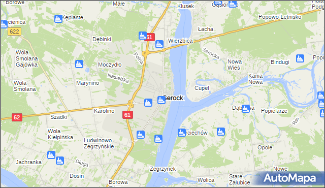 mapa Serock powiat legionowski, Serock powiat legionowski na mapie Targeo
