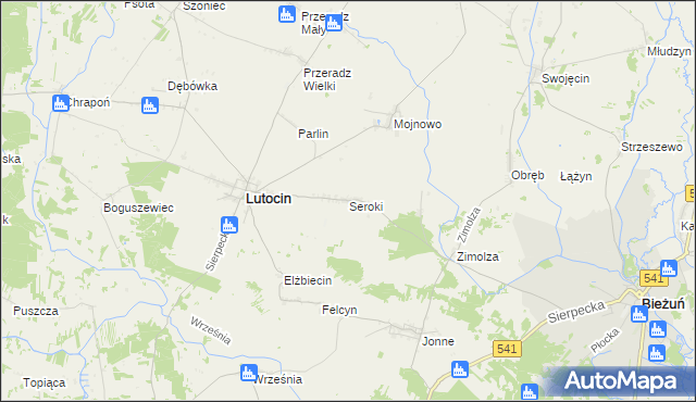 mapa Seroki gmina Lutocin, Seroki gmina Lutocin na mapie Targeo