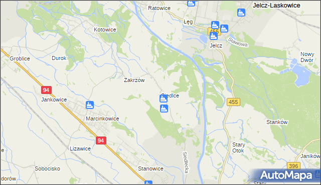mapa Siedlce gmina Oława, Siedlce gmina Oława na mapie Targeo