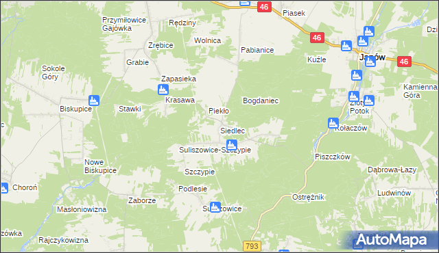 mapa Siedlec gmina Janów, Siedlec gmina Janów na mapie Targeo