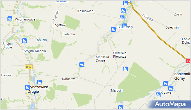 mapa Siedliska Drugie, Siedliska Drugie na mapie Targeo