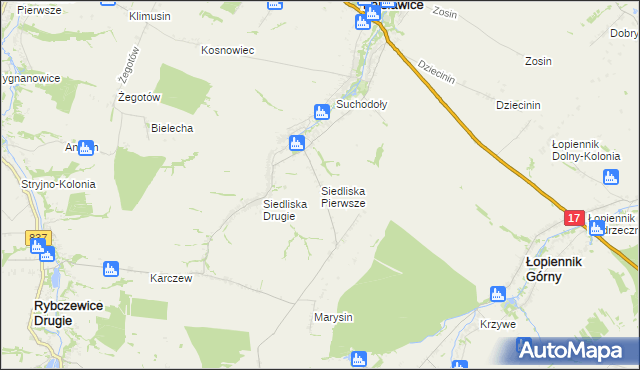 mapa Siedliska Pierwsze, Siedliska Pierwsze na mapie Targeo
