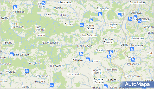 mapa Siekierczyna gmina Ciężkowice, Siekierczyna gmina Ciężkowice na mapie Targeo