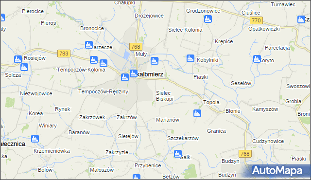 mapa Sielec Biskupi, Sielec Biskupi na mapie Targeo