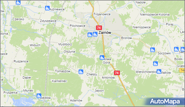 mapa Sielec gmina Żarnów, Sielec gmina Żarnów na mapie Targeo