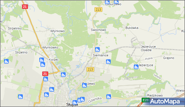 mapa Siemianice gmina Słupsk, Siemianice gmina Słupsk na mapie Targeo