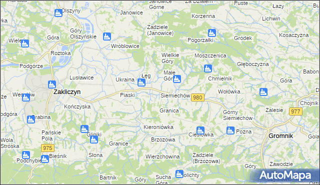 mapa Siemiechów gmina Gromnik, Siemiechów gmina Gromnik na mapie Targeo