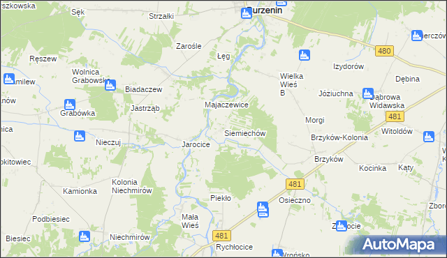 mapa Siemiechów gmina Widawa, Siemiechów gmina Widawa na mapie Targeo