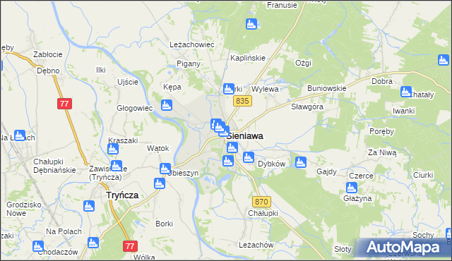 mapa Sieniawa powiat przeworski, Sieniawa powiat przeworski na mapie Targeo
