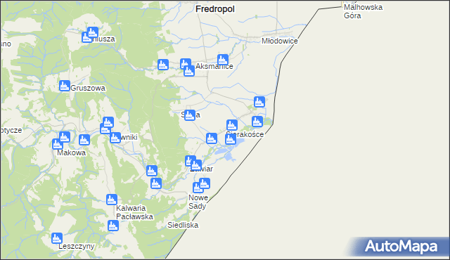 mapa Sierakośce, Sierakośce na mapie Targeo