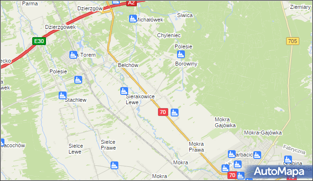 mapa Sierakowice Prawe, Sierakowice Prawe na mapie Targeo