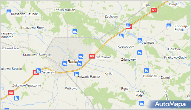 mapa Sierakowo gmina Raciąż, Sierakowo gmina Raciąż na mapie Targeo