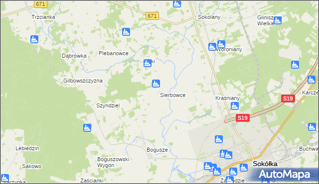mapa Sierbowce, Sierbowce na mapie Targeo