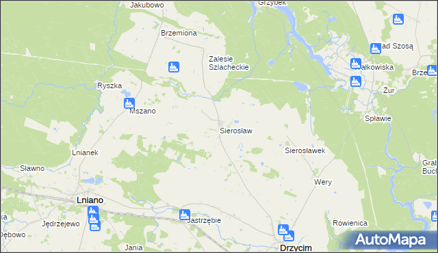 mapa Sierosław gmina Drzycim, Sierosław gmina Drzycim na mapie Targeo