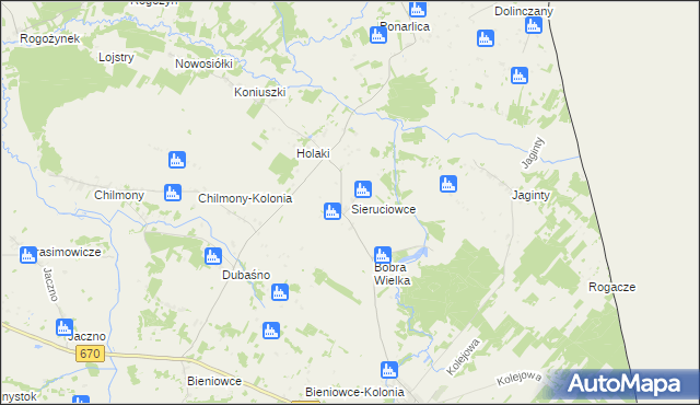 mapa Sieruciowce, Sieruciowce na mapie Targeo