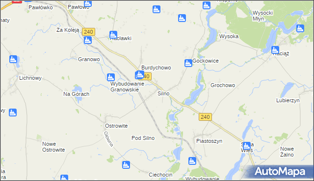 mapa Silno gmina Chojnice, Silno gmina Chojnice na mapie Targeo