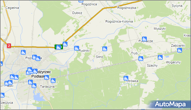 mapa Sitno gmina Międzyrzec Podlaski, Sitno gmina Międzyrzec Podlaski na mapie Targeo