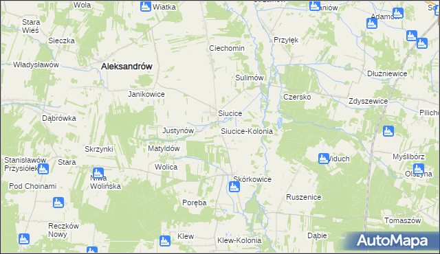 mapa Siucice-Kolonia, Siucice-Kolonia na mapie Targeo