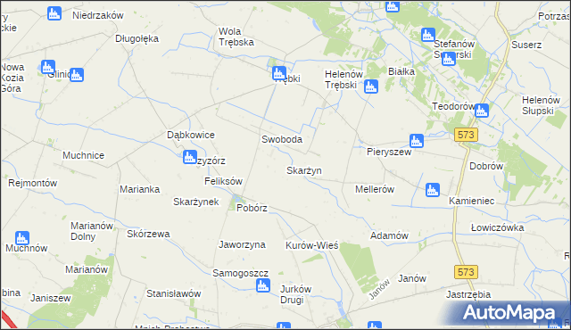 mapa Skarżyn gmina Oporów, Skarżyn gmina Oporów na mapie Targeo