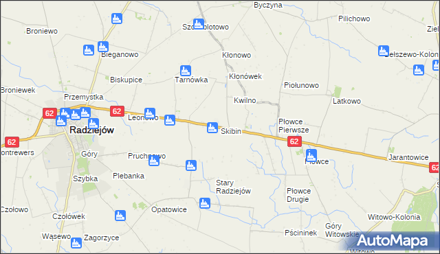 mapa Skibin gmina Radziejów, Skibin gmina Radziejów na mapie Targeo
