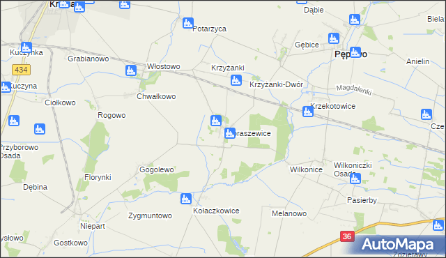 mapa Skoraszewice, Skoraszewice na mapie Targeo