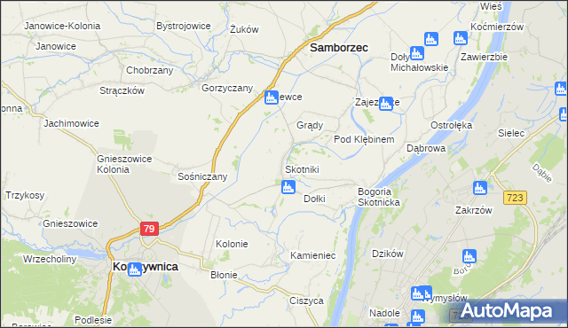 mapa Skotniki gmina Samborzec, Skotniki gmina Samborzec na mapie Targeo