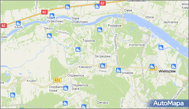 mapa Skrzeszew gmina Wieliszew, Skrzeszew gmina Wieliszew na mapie Targeo