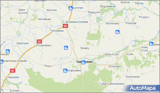 mapa Skwary gmina Naruszewo, Skwary gmina Naruszewo na mapie Targeo