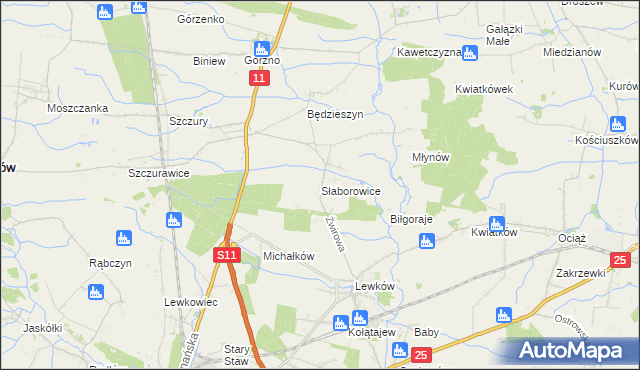 mapa Słaborowice, Słaborowice na mapie Targeo