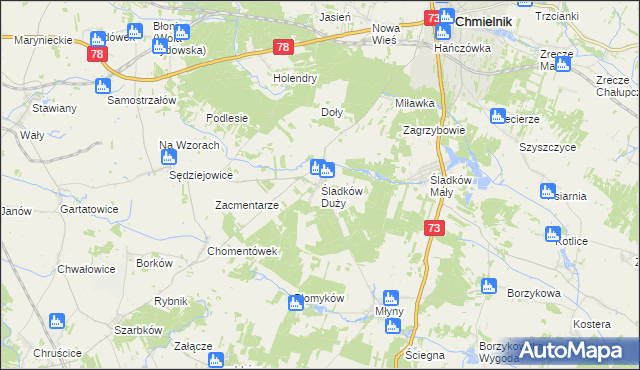 mapa Śladków Duży, Śladków Duży na mapie Targeo