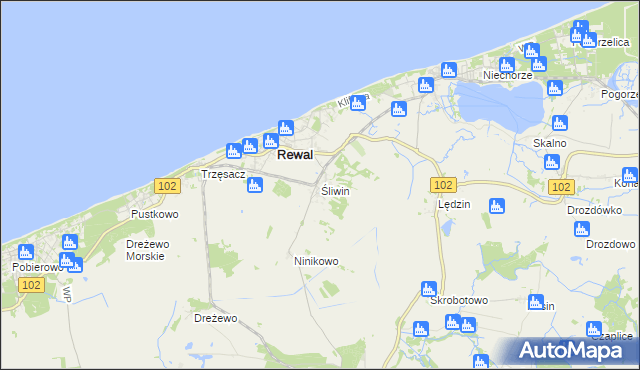 mapa Śliwin, Śliwin na mapie Targeo