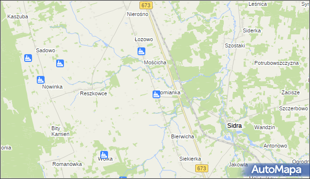 mapa Słomianka gmina Sidra, Słomianka gmina Sidra na mapie Targeo