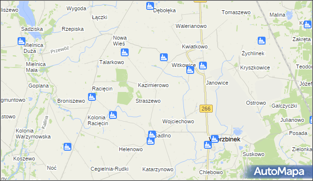 mapa Słomkowo gmina Wierzbinek, Słomkowo gmina Wierzbinek na mapie Targeo