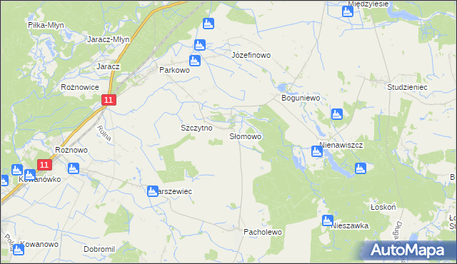 mapa Słomowo gmina Rogoźno, Słomowo gmina Rogoźno na mapie Targeo