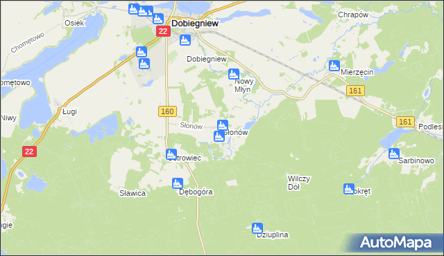 mapa Słonów, Słonów na mapie Targeo