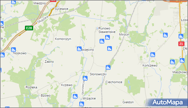 mapa Słonowice gmina Kobylnica, Słonowice gmina Kobylnica na mapie Targeo
